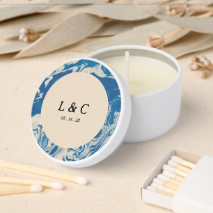 Blue Marble Modern Coastal Wedding Mini Candle Favors