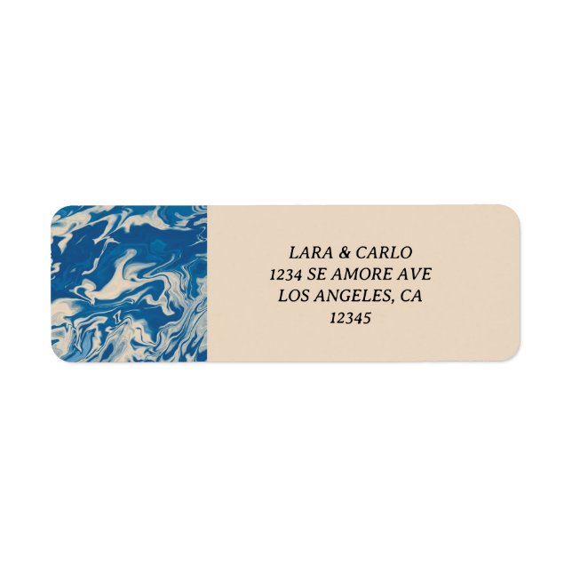 Blue Marble Modern Coastal Wedding Return Address Label (Front)