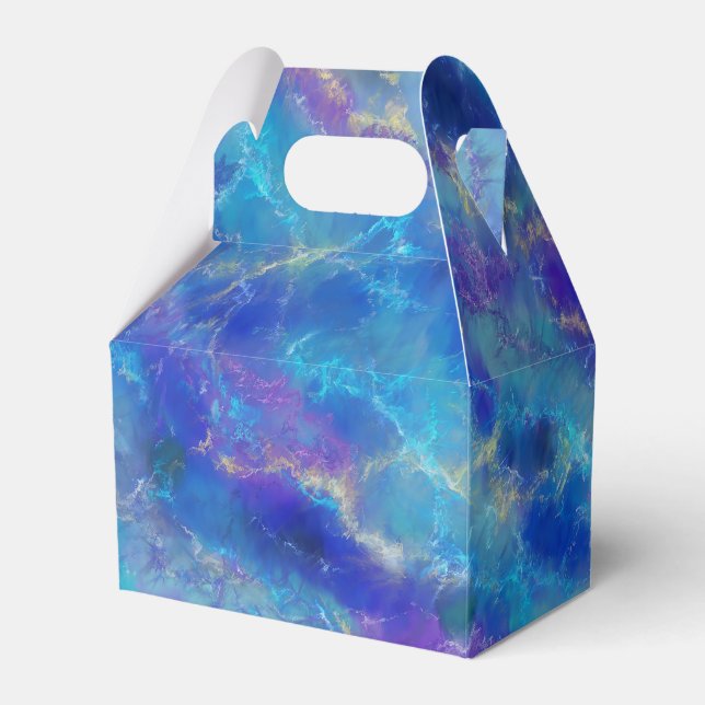 Blue Marble Pattern  Favor Boxes (Front Side)