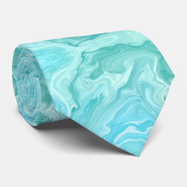 Blue Marble Pattern Neck Tie (Rolled)