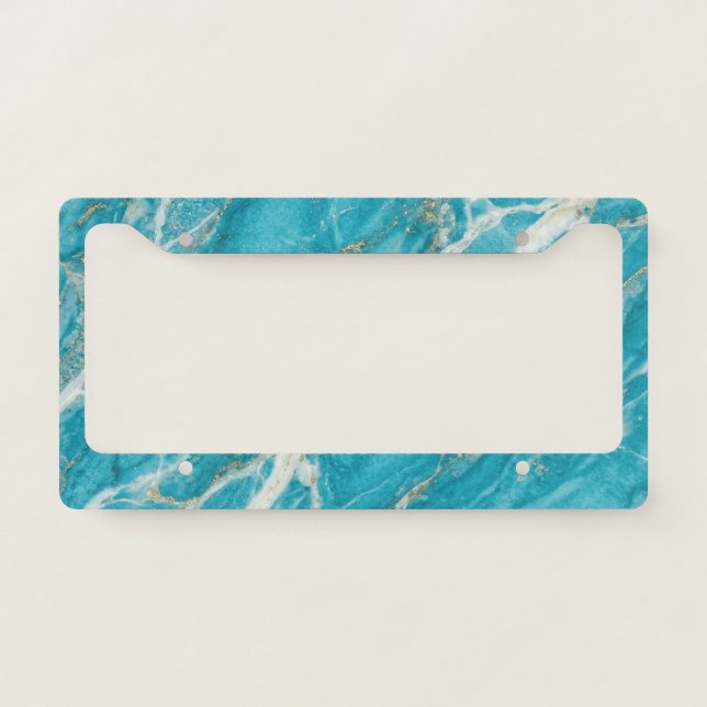Blue Marble Pattern Refined Aesthetic Design License Plate Frame (Front)
