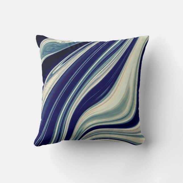 Blue Marble Pattern  Throw Pillow (Back)