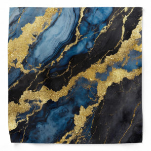 Blue Marble Pattern with Gold Bandana