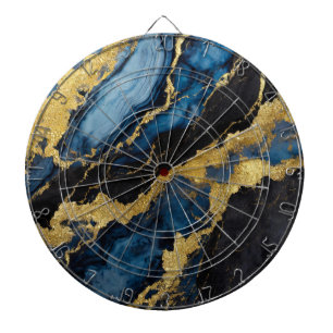 Blue Marble Pattern with Gold Dart Board