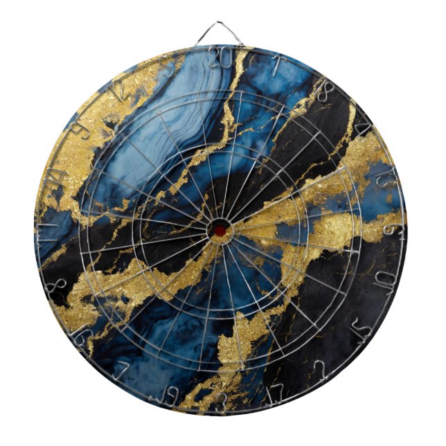 Blue Marble Pattern with Gold Dart Board (Front)