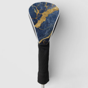 Blue Marble Pattern with Gold Golf Head Cover