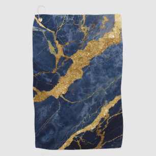 Blue Marble Pattern with Gold Golf Towel