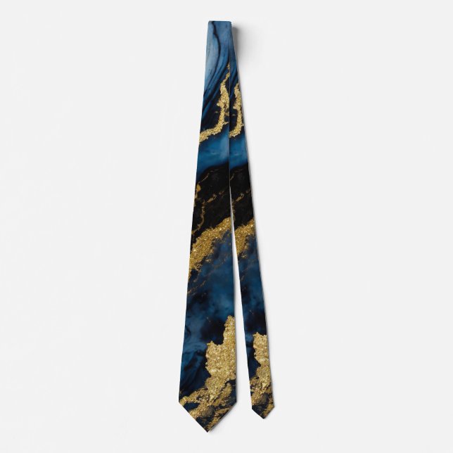 Blue Marble Pattern with Gold Neck Tie (Front)