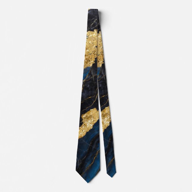 Blue Marble Pattern with Gold Neck Tie (Front)