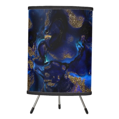 Blue marble pattern with gold tripod lamp