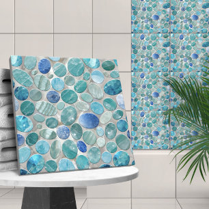 Blue Marble Pebble stones pattern Ceramic Tile