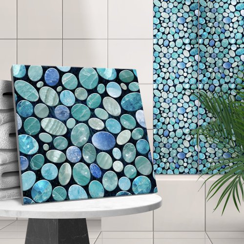 Blue Marble Pebble stones pattern Ceramic Tile