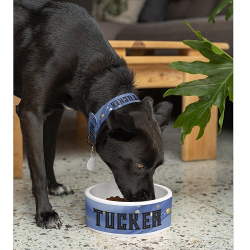 Blue Marble Personalized Dog Bowl