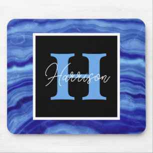 Blue Marble Personalized Monogram Name  Mouse Pad