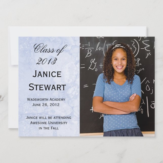 Blue Marble Photo Graduation Announcement (Front)