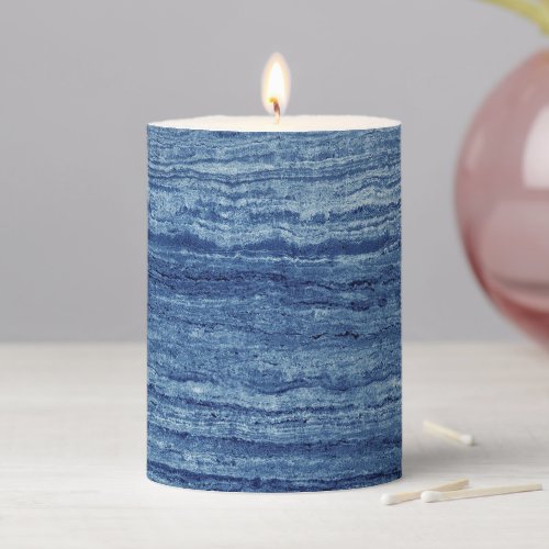 Blue Marble Pillar Candle
