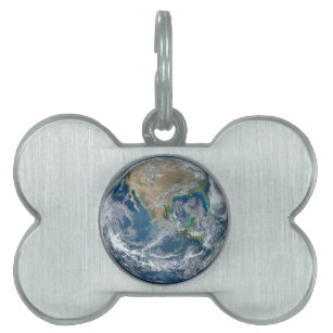 Blue Marble Planet Earth North America Mexico Pet Name Tag