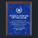 Blue Marble Police Officer of the Year Award<br><div class="desc">Recognize the top performer or high achiever in your company, industry, or profession with this elegant and professional-looking award plaque, which features customizable fields for achievement, message, honoree, and date of award presentation on a exquisite royal blue marble background. Design © W.H. Sim, All Rights Reserved. See more at zazzle.com/expressionsoccasions...</div>