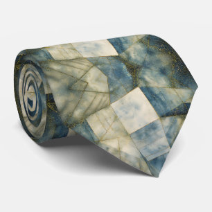 Blue Marble Sage Green Tie Gold Glitter Accents