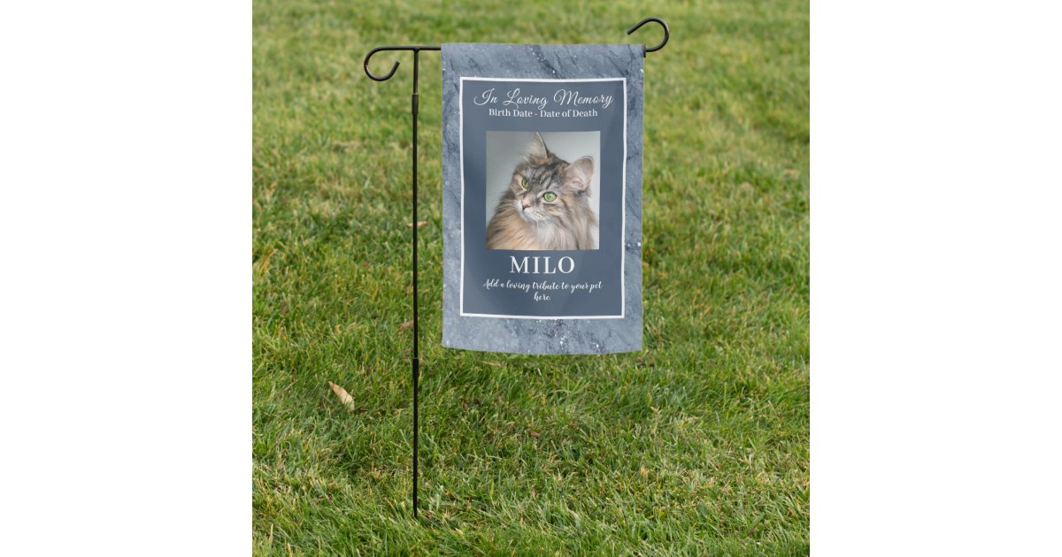 Blue Marble Sentimental Pet Memorial with Photo Garden Flag | Zazzle