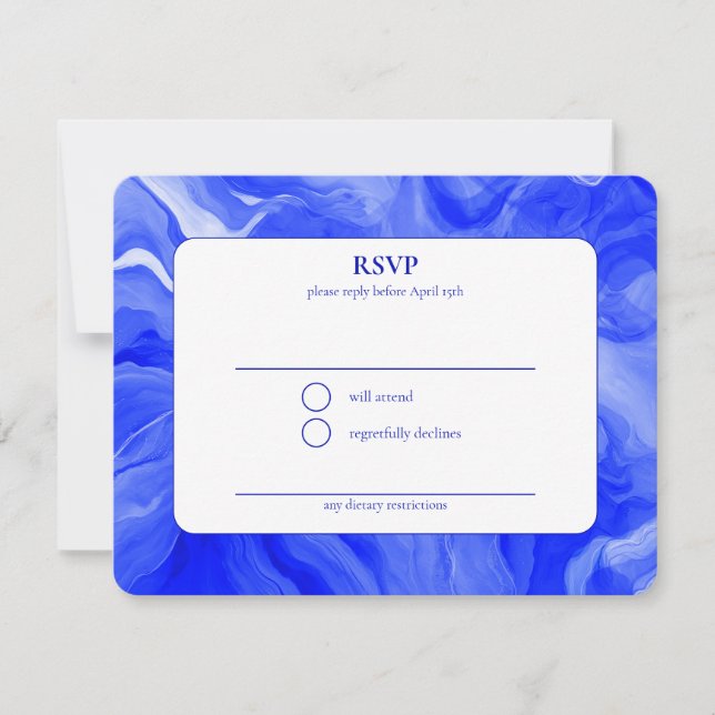 Blue Marble Star David Custom Bar Bat Mitzvah RSVP Card (Front)