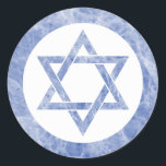 Blue Marble Star of David Classic Round Sticker<br><div class="desc">A Star of David in beautiful blue marble texture with matching border.</div>