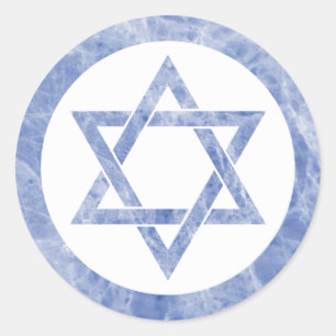 Blue Marble Star of David Classic Round Sticker