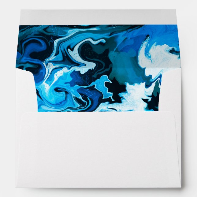 Blue Marble Star of David Custom Bar Bat Mitzvah Envelope (Back (Bottom))