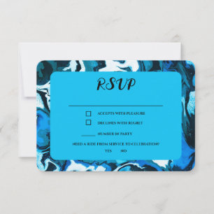 Blue Marble Star of David Custom Bar Bat Mitzvah RSVP Card
