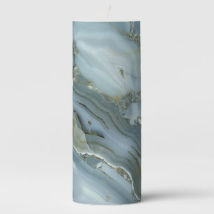 Blue Marble Stone Look Pillar Candle