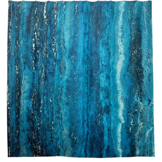 Blue marble stone shower curtain (Front)