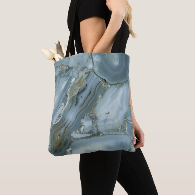 Blue Marble Stone Tote Bag (Close Up)