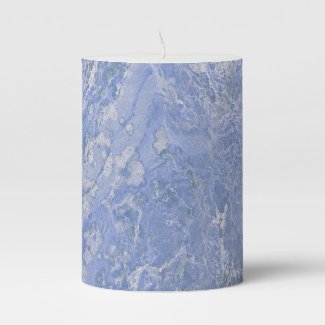 Blue Marble Style Pillar Candle 3X4