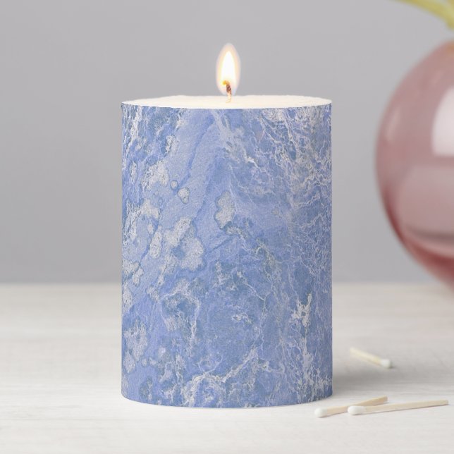Blue Marble Style Pillar Candle 3X4 (In Situ)