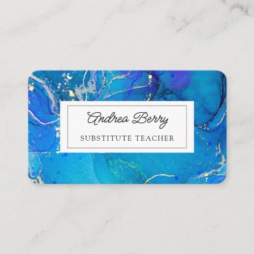 Blue Marble Swirls Personalized Business Card