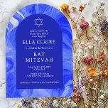 Blue Marble Swirls Star David Bar Bat Mitzvah Arch Invitation<br><div class="desc">Perfect card to announce a bat mitzvah, bar mitzvah or other Jewish celebration! Hand made watercolor swirl art for you on the front and back side! FULLY CUSTOMIZABLE! Click on “Personalize” above to edit the text. Click "edit using design tool" to adjust the fonts, colors and placements and to delete...</div>