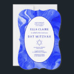 Blue Marble Swirls Star of David Bar Bat Mitzvah Invitation<br><div class="desc">Perfect card to announce a bat mitzvah, bar mitzvah or other Jewish celebration! Hand made watercolor swirl art for you on the front and back side! FULLY CUSTOMIZABLE! Click on “Personalize” above to edit the text. Click "edit using design tool" to adjust the fonts, colors and placements and to delete...</div>