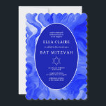 Blue Marble Swirls Star of David Bar Bat Mitzvah Invitation<br><div class="desc">Perfect card to announce a bat mitzvah, bar mitzvah or other Jewish celebration! Hand made watercolor swirl art for you on the front and back side! FULLY CUSTOMIZABLE! Click on “Personalize” above to edit the text. Click "edit using design tool" to adjust the fonts, colors and placements and to delete...</div>