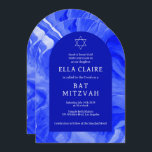 Blue Marble Swirls Star QR Bar Bat Mitzvah Arch Invitation<br><div class="desc">Perfect card to announce a bat mitzvah, bar mitzvah or other Jewish celebration! Hand made watercolor swirl art for you on the front and back side! FULLY CUSTOMIZABLE! Click on “Personalize” above to edit the text. Click "edit using design tool" to adjust the fonts, colors and placements and to add...</div>