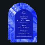 Blue Marble Swirls Star QR Bar Bat Mitzvah Arch Invitation<br><div class="desc">Perfect card to announce a bat mitzvah, bar mitzvah or other Jewish celebration! Hand made watercolor swirl art for you on the front and back side! FULLY CUSTOMIZABLE! Click on “Personalize” above to edit the text. Click "edit using design tool" to adjust the fonts, colors and placements and to add...</div>