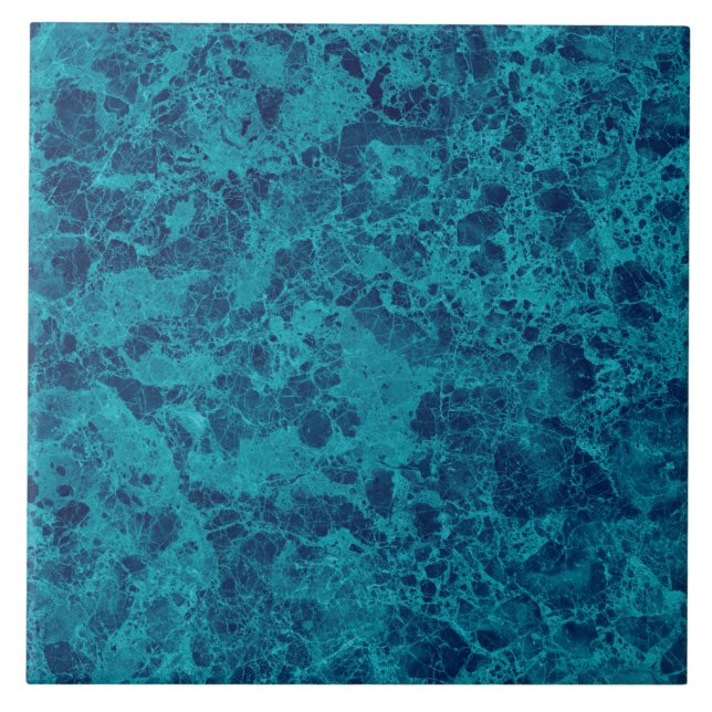 Blue Marble Terrazzo Structure Ceramic Tile (Front)