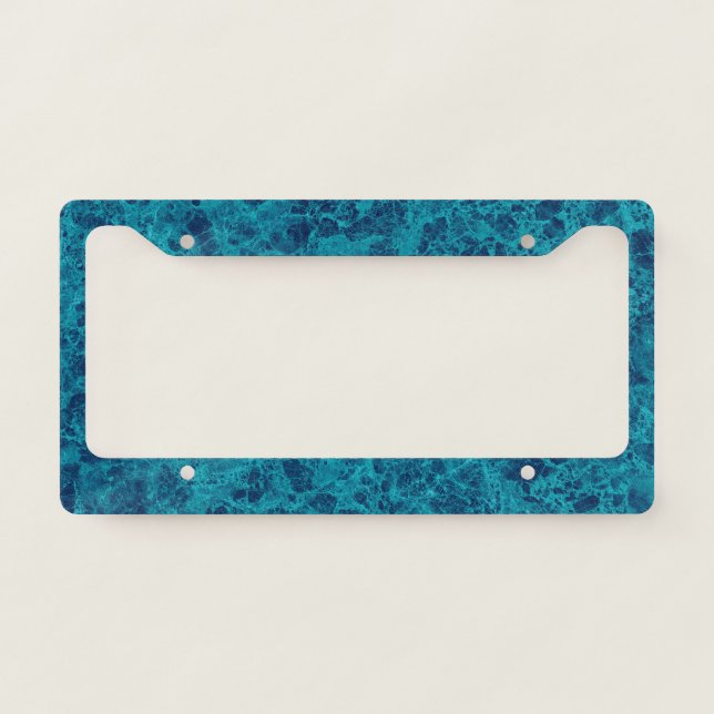 Blue Marble Terrazzo Structure License Plate Frame (Front)