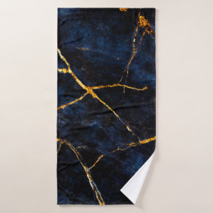 Blue marble texture background, Italian marble sla Bath Towel
