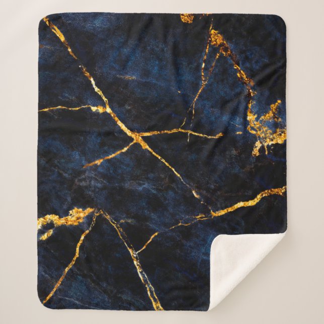 Blue marble texture background, Italian marble sla Sherpa Blanket (Front)