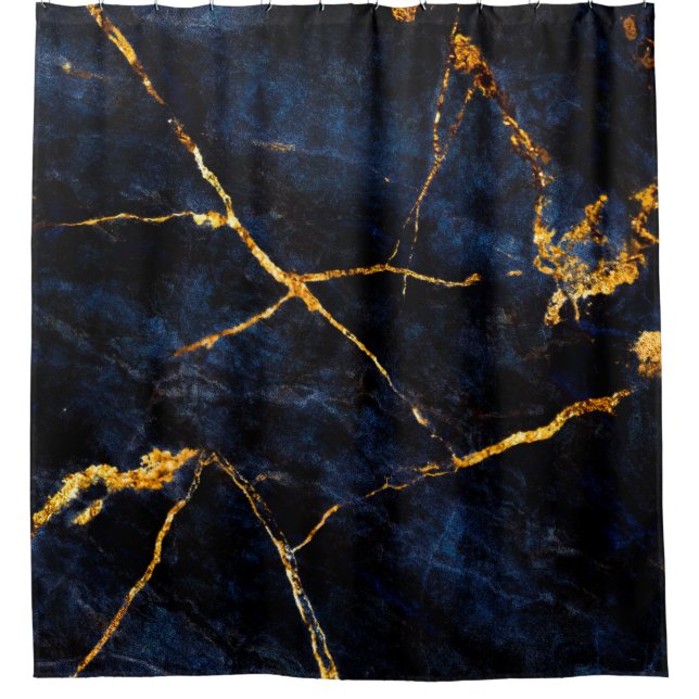 Blue marble texture background, Italian marble sla Shower Curtain (Front)