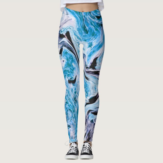 Blue Marble Texture Leggings (Front)