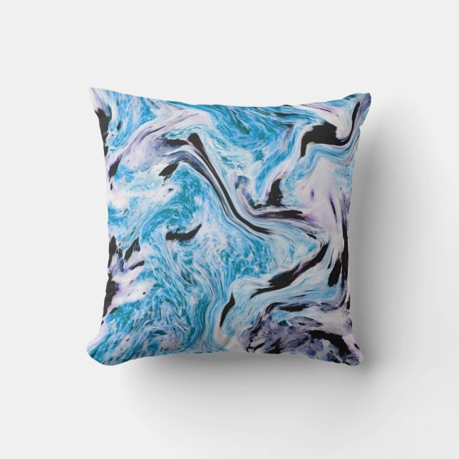 Blue Marble Texture Throw Pillow (Front)