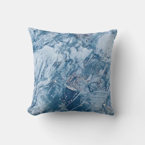 Blue Marble Texture Throw Pillow