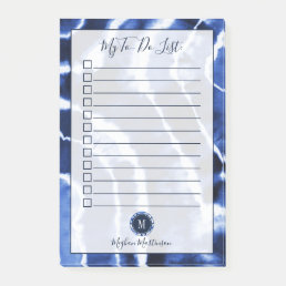 Blue Marble Tie Dye Watercolor Monogram To Do List Post-it Notes