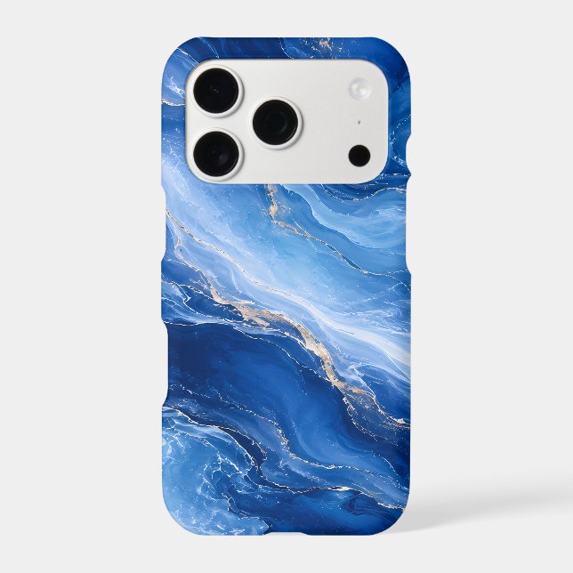 Blue Marble Waves Luxury Abstract iPhone Case (Back)